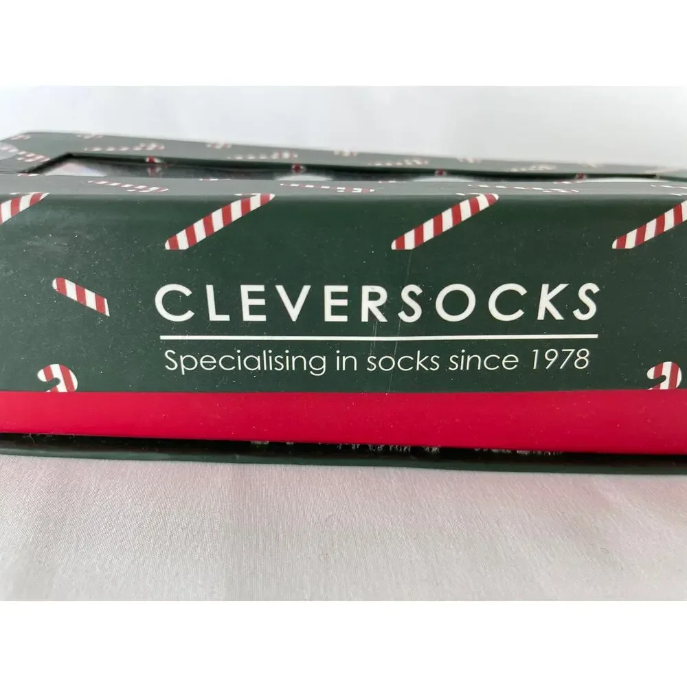CleverSocks 5 Pairs Socks Christmas Holiday Xmas Design Shoe Size 6-12.5 NEW